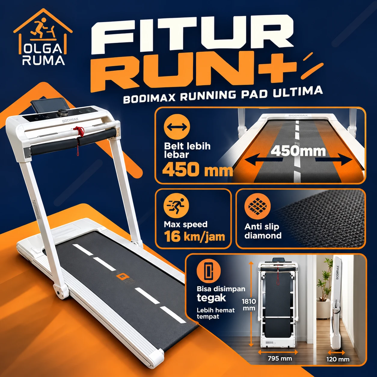 RUN+ · Fitur treadmill OlgaRuma